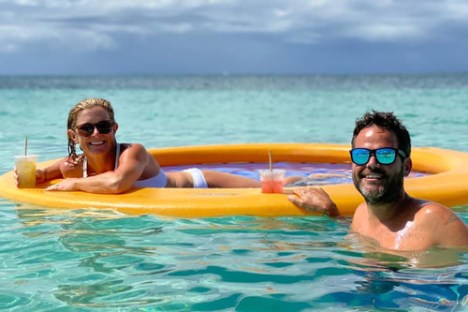 a person swimming in a body of water